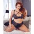 Cottelli Plus Size - Ristikkäiset Rintaliivit ja Alushousut (Musta)