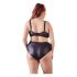 Cottelli Plus Size - Ristikkäiset Rintaliivit ja Alushousut (Musta)