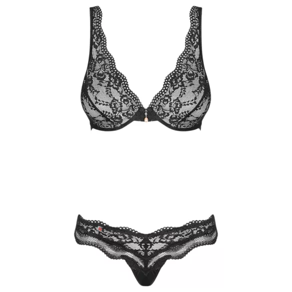 Obsessive Luvae - rintaliivisetti - pitsi strassit - musta - L/XL