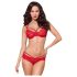 Obsessive 860-SET-3 - ruusuinen pitsisetti (punainen) - L/XL