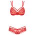 Obsessive 860-SET-3 - ruusuinen pitsisetti (punainen) - L/XL