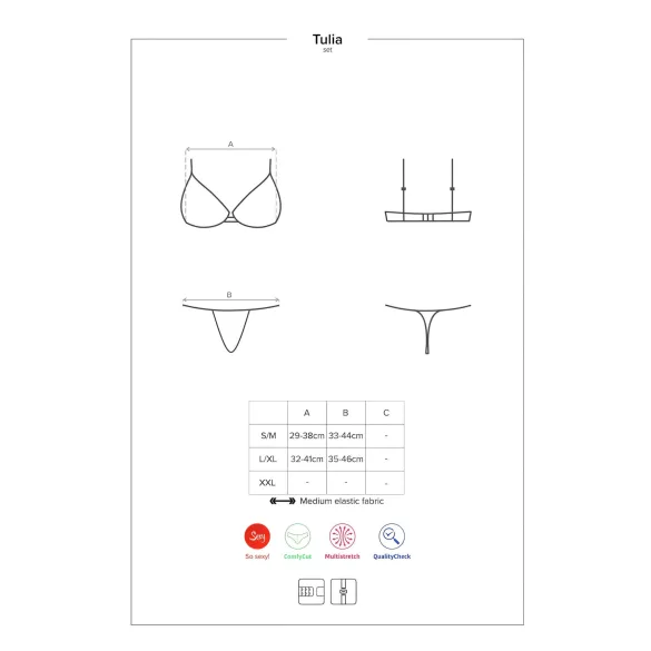 Obsessive Tulia - alusasusetti pitsillä - musta/pinkki - L/XL