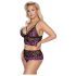 Cottelli Plus Size - kukka rintaliivisetti (musta-liila)