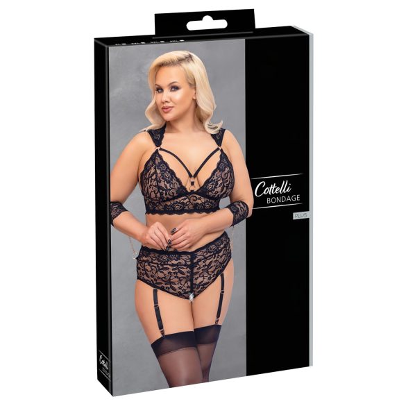 Cottelli Bondage Plus Size - pitsisetti (musta) - 4XL