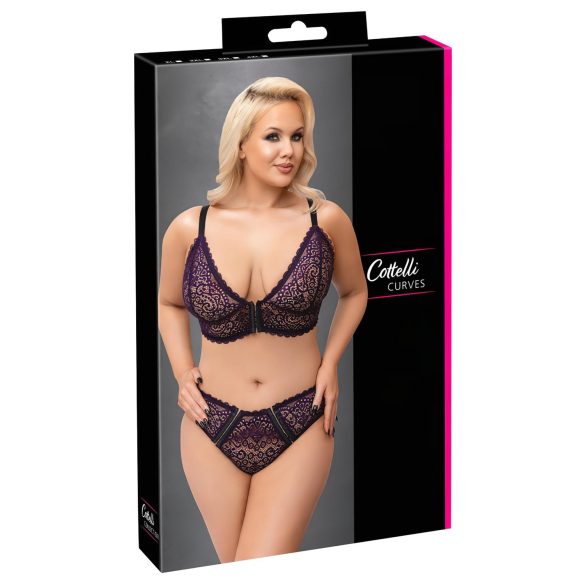 Cottelli Plus Size - läpikuultava kuviollinen rintaliivisetti (liila)