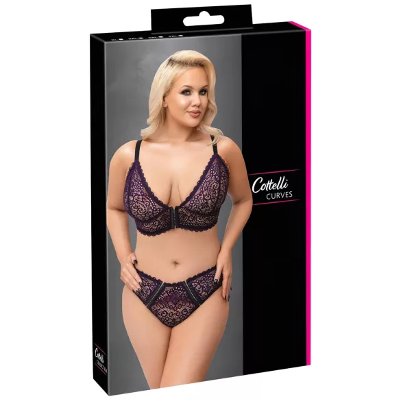 Cottelli Plus Size - läpikuultava kuvioitu rintaliivisetti (liila) - 2XL