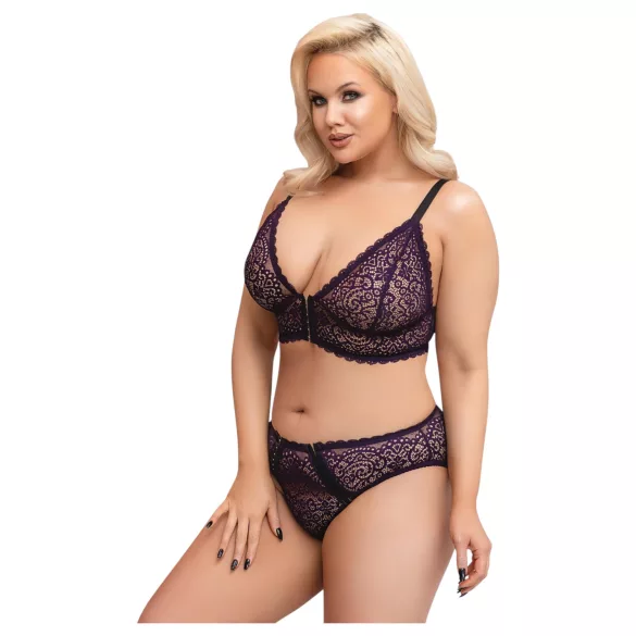 Cottelli Plus Size - läpikuultava kuvioitu rintaliivisetti (liila) - 2XL