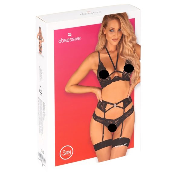 Obsessive Alessya - pitsialusvaatesetti (musta) - M/L