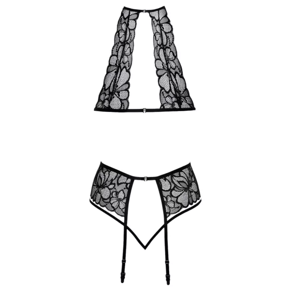 Suudeltava - kaulahihna & pitsiset rintaliivit (musta) - L/XL