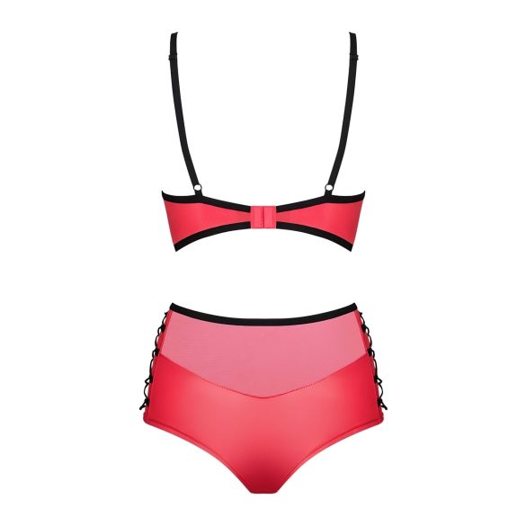 Obsessive Leatheria - nahkajäljitelmä rintaliivisetti (punainen) - S/M