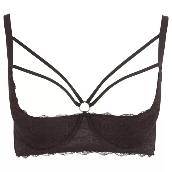 Cottelli Plus Size - rintaliivit avoin, olkaimilla ja renkailla - musta - 95F