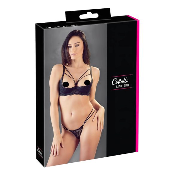 Cottelli - Mustat remmirintaliivit ja stringit - 85B/L