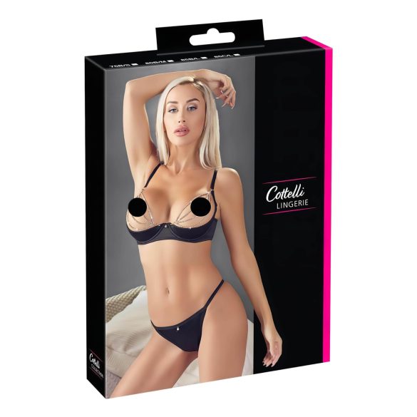 Cottelli - Strassi-ketjubraletti satiini (musta) - 85B/L