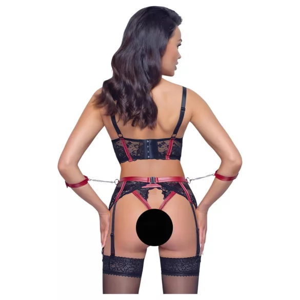 Cottelli Bondage - matt pitsinen rintaliivisetti - punainen - XL