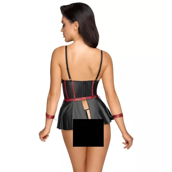 Cottelli Bondage - kiiltävä setti ja käsiraudat - musta