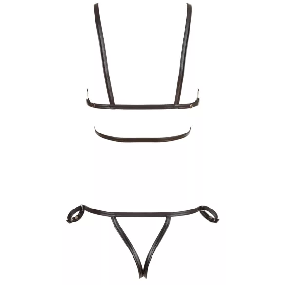 Cottelli Bondage - kiiltävä vartalovaljas bikini - musta - M