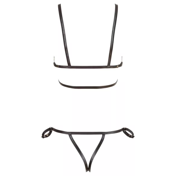 Cottelli Bondage - kiiltävä vartalovaljas bikini - musta - XL