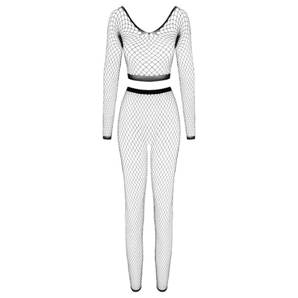 Cottelli - pitkähihaiset verkkopaita ja stringit - musta - S-L