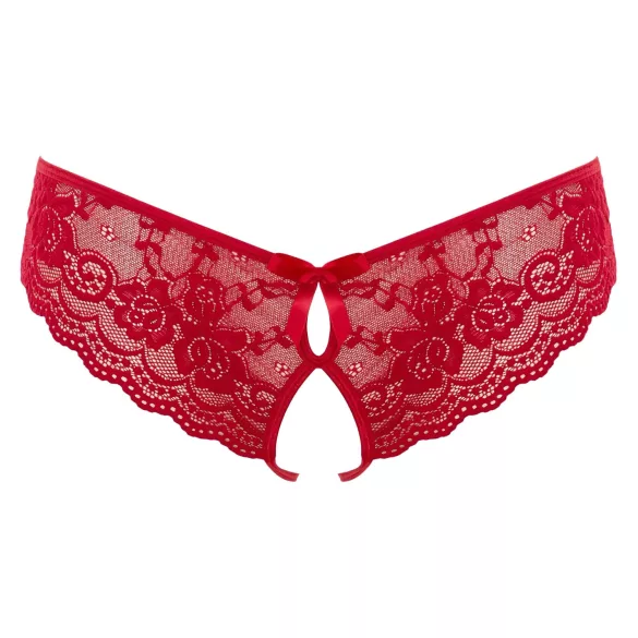 Cottelli - avoimet pitsibrazilialaiset rusetilla - punainen - XL