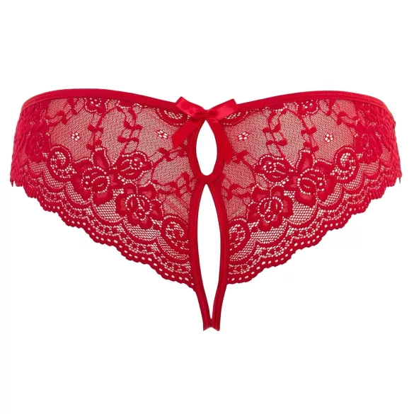 Cottelli - avoimet pitsibrazilialaiset rusetilla - punainen - XL