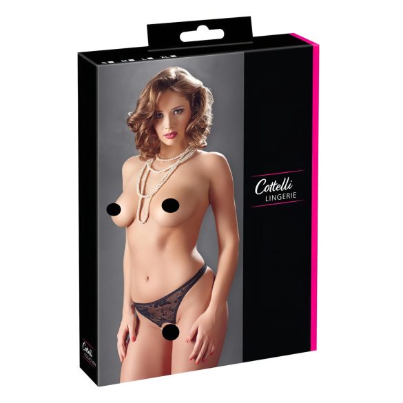 Cottelli - Helmiraita avostringit (musta) - XL