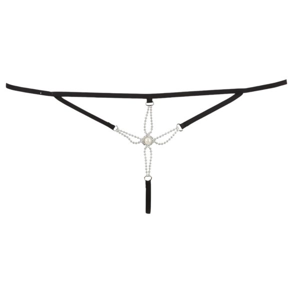 Cottelli - Naisten stringit strasseilla - avoin haaroista - musta - M/L