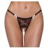 Cottelli - ylelliset ruusut helmikoristeiset stringit (musta) - M/L