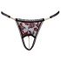 Cottelli - ylelliset ruusut helmikoristeiset stringit (musta) - M/L