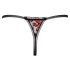 Cottelli - ylelliset ruusut helmikoristeiset stringit (musta) - M/L