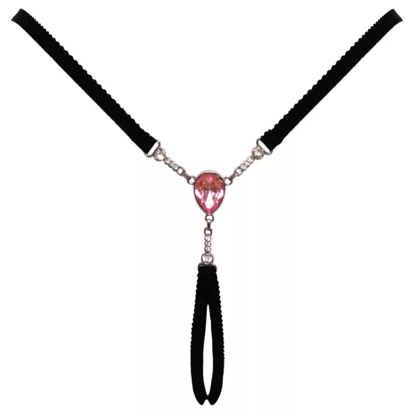 Cottelli - avonainen stringit - strassikoriste - musta (S-L)