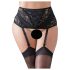 Cottelli Plus Size - pitsinen sukkanauha korsetti (musta) - XL