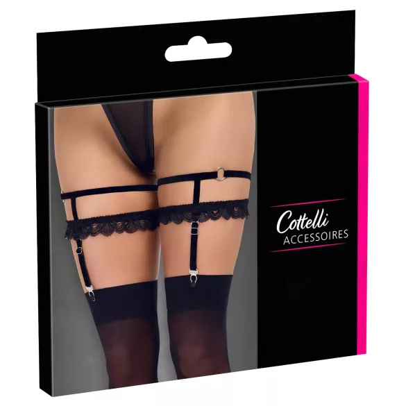 Cottelli - sukkanauhaliivi koristeellinen musta - L/XL