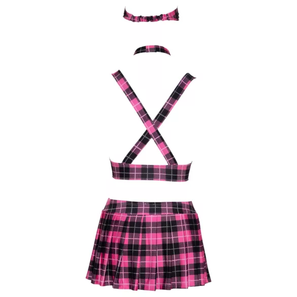 Cottelli - koulutyttöasu setti - ruudullinen pinkki - M