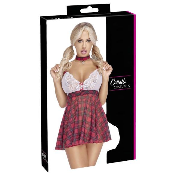 Cottelli - koulutyttöasu (punavalkoinen) - M