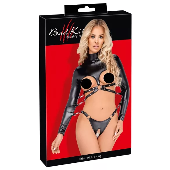 Bad Kitty - avoin rinnoille bondage-setti (musta) - L