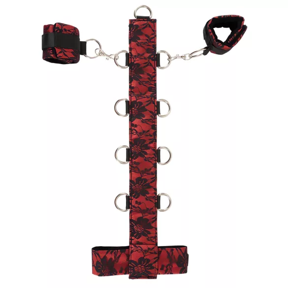 Bad Kitty - bondage-setti kaula- ja rannekahleilla - punamusta