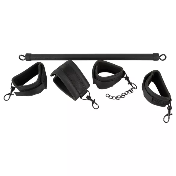 Fetish - tekonahkainen bondage-tanko setti 6 osaa - musta