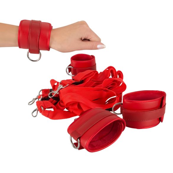 Bad Kitty - vuoteeseen sidontasetti tarrakiinnitys keinonahka punainen