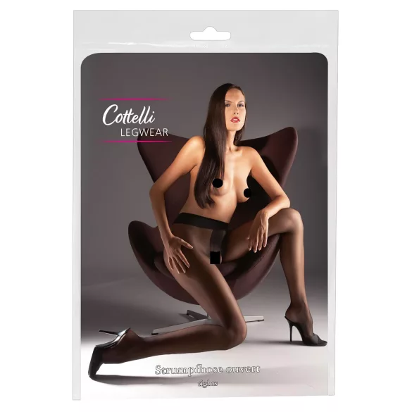 Cottelli - seksisukat - kiiltävä satiini - musta - XL