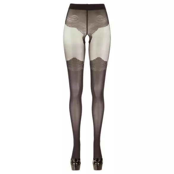 Cottelli - kuviollinen, avoimet sukkahousut (musta) - 2/S