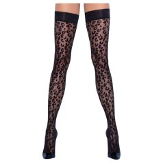   Cottelli Legwear - leopardikuvioiset stay-up sukat - musta - 3