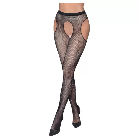 Cottelli Legwear - avojalkaiset kiiltävät sukkahousut - musta (S-L)