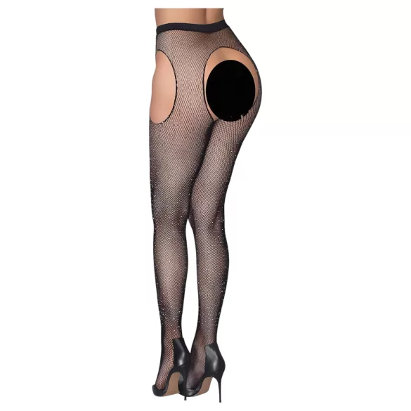 Cottelli Legwear - avojalkaiset kiiltävät sukkahousut - musta (S-L)