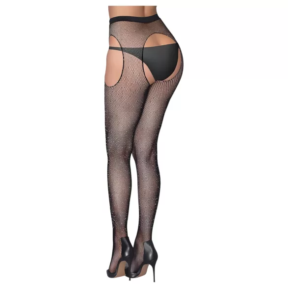 Cottelli Legwear - avojalkaiset kiiltävät sukkahousut - musta (S-L)
