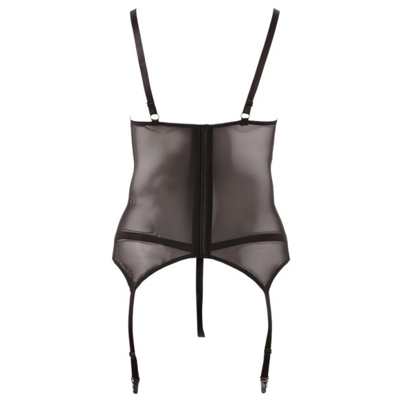 Cottelli - pitsikoristeinen naisten yläosa nauhoilla - musta - XXXL