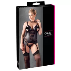 Cottelli - naisten pitsinen paita - plus size - musta - XXL
