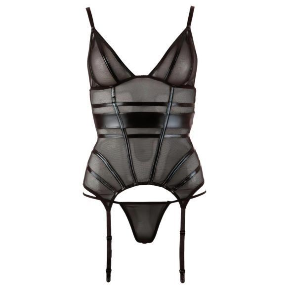 Cottelli - kiiltävä raitapaita, läpinäkyvä (musta) - XL