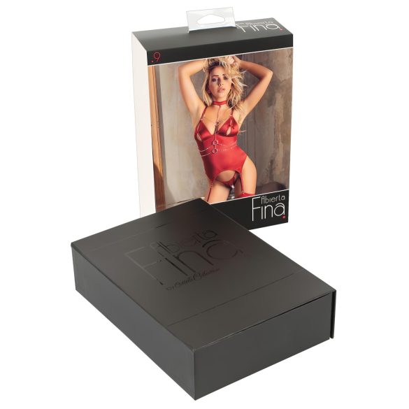 Abierta Fina - hohtava ketjutoppi ja stringit (punainen) - XL