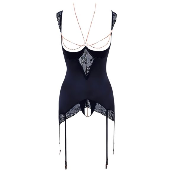 Abierta Fina - hohtava ketjupaita ja tangat (musta)