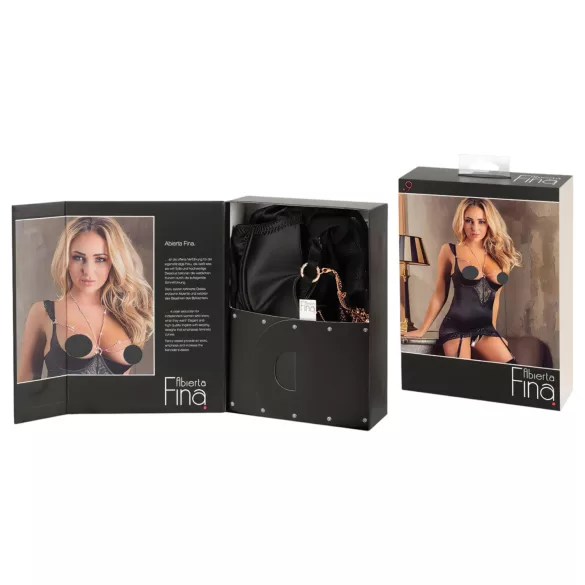 Abierta Fina - hohtava ketjupaita ja tangat (musta) - 85B/L